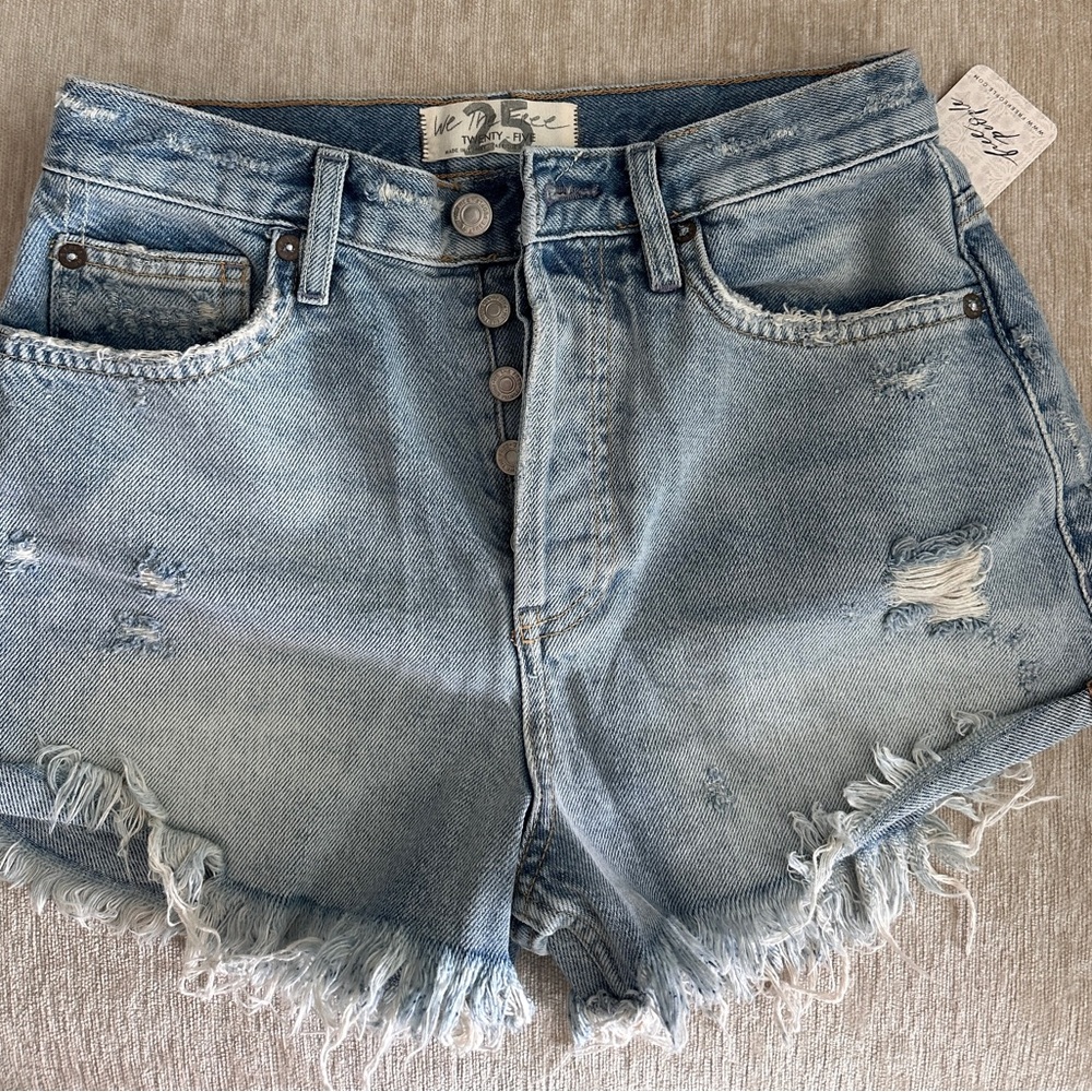 Free People Distressed Denim Shorts